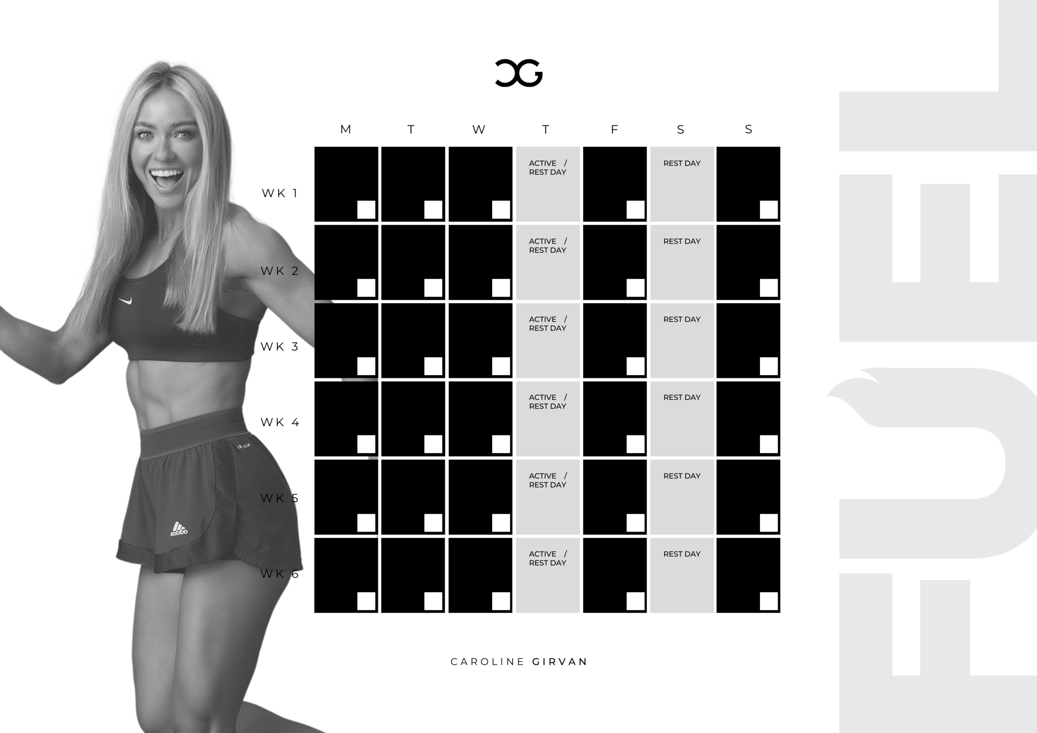Caroline Girvan Workout Calendars And Monthly Color Calendar My 